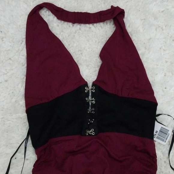 NEW W/TAGS - Forever 21 - Burgundy Open Back Dress - Picture 2 of 6